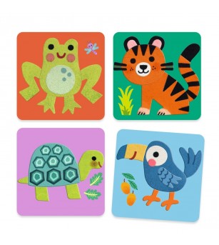 Joc creativ cu stickere din fetru Animalute moi, Djeco - Stickere copii și abțibilduri