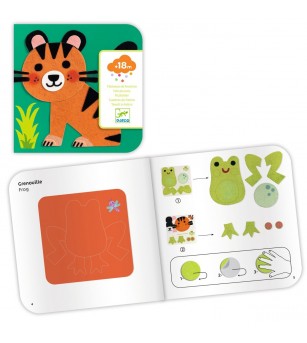 Joc creativ cu stickere din fetru Animalute moi, Djeco - Stickere copii și abțibilduri