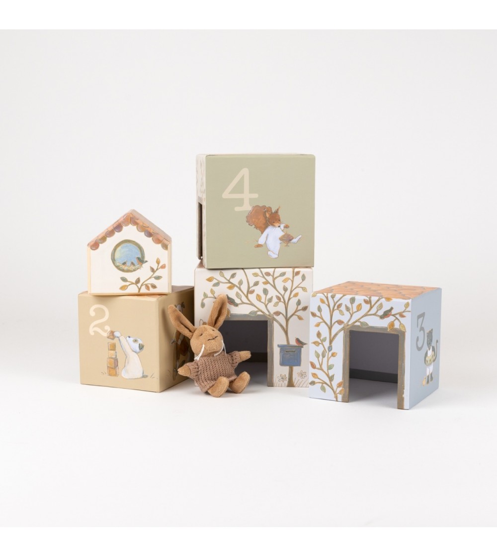 Joc de stivuire Cuburi cu iepuras, Egmont Toys - Jucării de lemn si Montessori