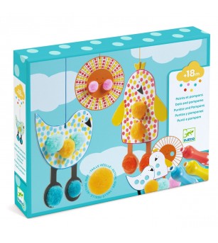 Set creativ de colorat cu pompoane si buline, Djeco - Seturi de pictura și desenat