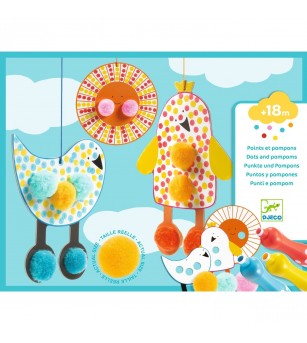 Set creativ de colorat cu pompoane si buline, Djeco - Seturi de pictura și desenat