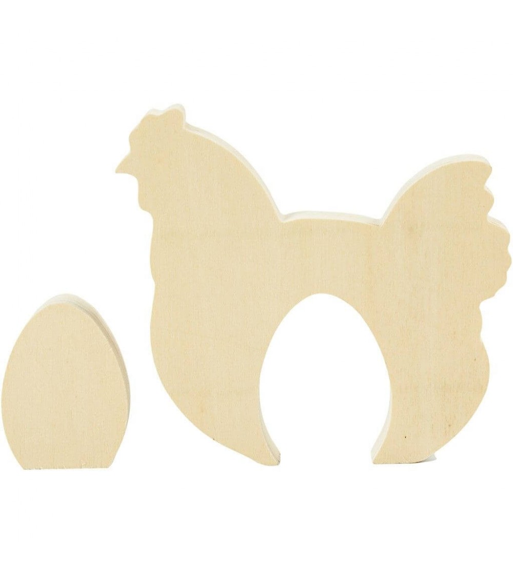 Figurine 2 in 1, din lemn, gaina cu Ou - Art and crafts